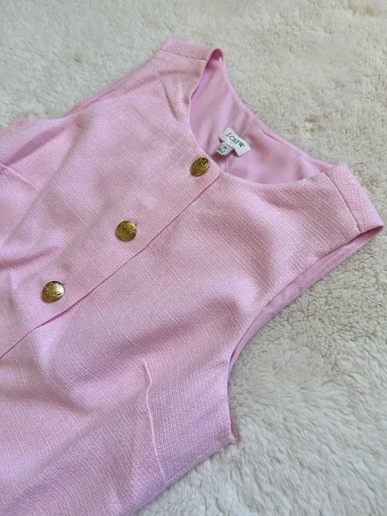 J. Crew Light Pink Sleeveless Shift Dress with Gold Button Size 6 - Picture 2 of 11
